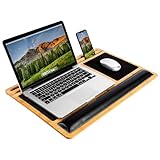 LAPGEAR Bamboo Pro Lap Board with Wrist Rest, Mouse Pad, and Phone Holder - Natural - Fits up to 17.3 Inch Laptops and Most Tablets - Style No. 77101