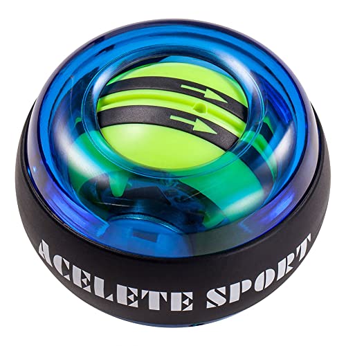 ACELETE Auto-Start 2.0 Power Ball Gyro Ball Forearm Exerciser Wrist Strengthener Arm Strength for Stronger Arm Wrist Bones and Muscle (Blue)