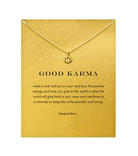 Baydurcan Friendship Anchor Compass Necklace Good Luck Elephant Pendant Chain Necklace with Message Card Gift Card ... (Gold Flower)
