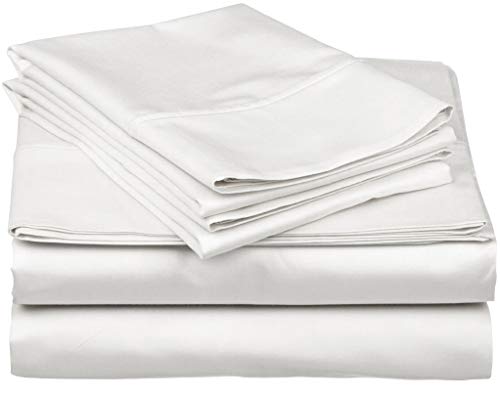 Book Cover 1000-Thread-Count 100% Cotton Sheet Pure White King-Sheets Set, 4-Pc Long-Staple Combed Cotton Best-Bedding Sheets for Bed, Breathable, Soft & Silky Sateen Weave Fits Mattress Upto 18'' Deep Pocket