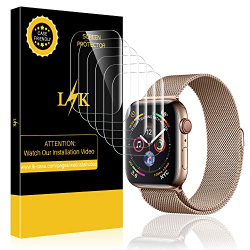 Book Cover 6 Pack LK Screen Protector for Apple Watch 44mm Series 4 Max Coverage Flexible Film with Lifetime Replacement Warranty