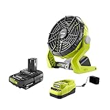 Ryobi america corporation Ryobi 18-Volt ONE+ Hybrid Portable Fan(P3320) P163 Lithium-Ion Battery(2.00Ah) Charger