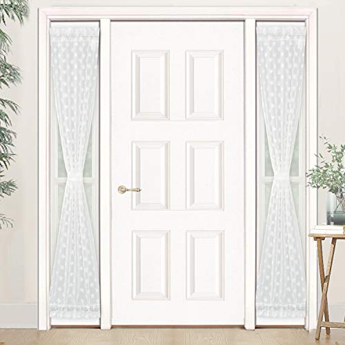 Book Cover DriftAway Olivia Voile Chiffon Sheer Door Curtain French Door Panel Patio Sliding Window Single Rod Pocket Curtain with Matching Tieback 52 Inch by 72 Inch Plus 1.5 Inch Header Off White