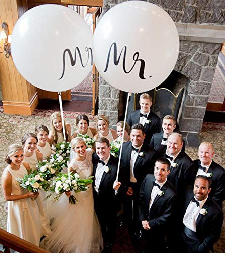 BALONAR 36Inch BK High Quality Jumbo Mr. & Mrs. Balloons, Just Married Balloons, Wedding Ceremony Anniversary Bridal Decorations, Propose Engagement Party Prop Backdrops