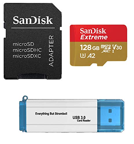 SanDisk 128GB Memory Card Extreme Works with Gopro Hero 7 Black, Silver, Hero7 White UHS-1 U3 A2 Micro SDXC with Everything But Stromboli 3.0 Micro/SD Card Reader