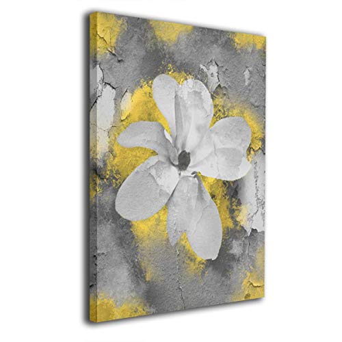 Ale-art Yellow Gray Modern Abstract Floral Wall Art for Living Room Bedroom Canvas Wall Art Decor Framed Canvas Artworks Prints Giclee Ready to Hang for Home Decoration 16"x20"