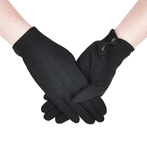 Zenssia Parade White Cotton Formal Tuxedo Costume Honor Guard Gloves with Snap Cuff, Coin Jewelry Inspection Gloves