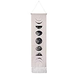 MARTINE MALL Tapestry Wall Hanging Tapestries Nine Phases of The Full Growth Cycle of The Moon Wall Tapestry Cotton Linen Wall Art, Modern Home Decor (White Moon Phase Change, 12.99" x 52.75")