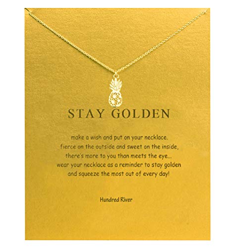 Baydurcan Friendship Pineapple Necklace with Message Card Gift Card (gold pineapple)