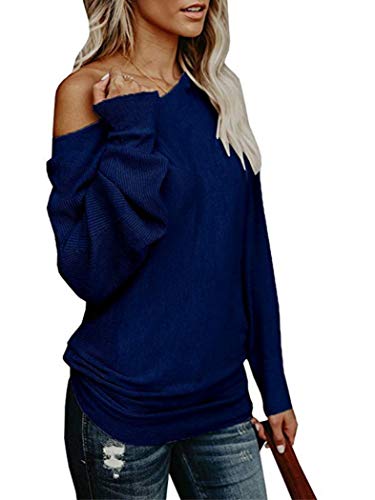 Moly Magnolia Women's Sweaters,Off Shoulder Long Sleeve Oversized Pullover Sweater Loose Knit Jumper