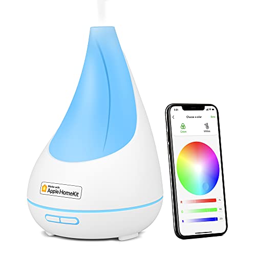 VOCOlinc Smart WiFi Aroma Diffuser Wireless Essential Oil (NOT Included) Works with HomeKit Alexa Google 16 Million Colors Light Ultrasonic Adjustable Cool Mist Timer BPA-Free 300ml 2.4GHz FlowerBud