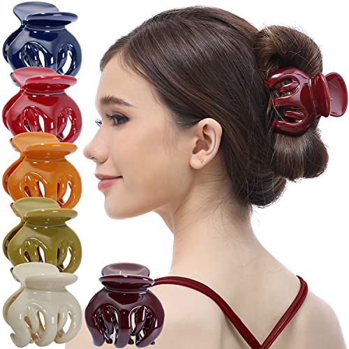 Book Cover RC ROCHE ORNAMENT 6 Pcs Womens Hair Pumpkin Interlocking Teeth No Slip Secure Grip Strong Solid Ladies Beauty Accessory Classic Clamp Jaw Claw Clip, Large Classic Multicolor