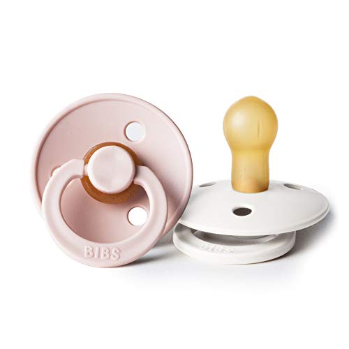 BIBS Baby Pacifiers | BPA-Free Natural Rubber Pacifier | Made in Denmark | Set of 2 Soothers (Blush/Ivory, 0-6 Months)