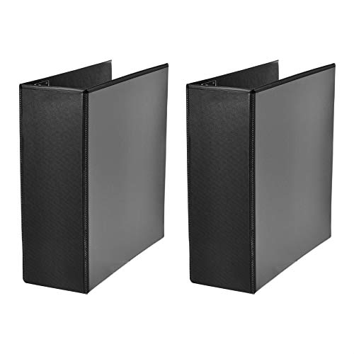 Amazon Basics Heavy-Duty D-Ring Binder - 3 Inch, Black, 2-Pack