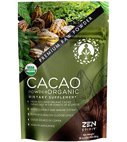 Book Cover Cacao Powder Organic - 1 Pound - Unsweetened Premium Grade Superfood (Raw) - USDA & Vegan Certified - Perfect for Keto, Breakfast, Hot Chocolate, Baking & Ice Cream. (Cacao Powder (1 LB))