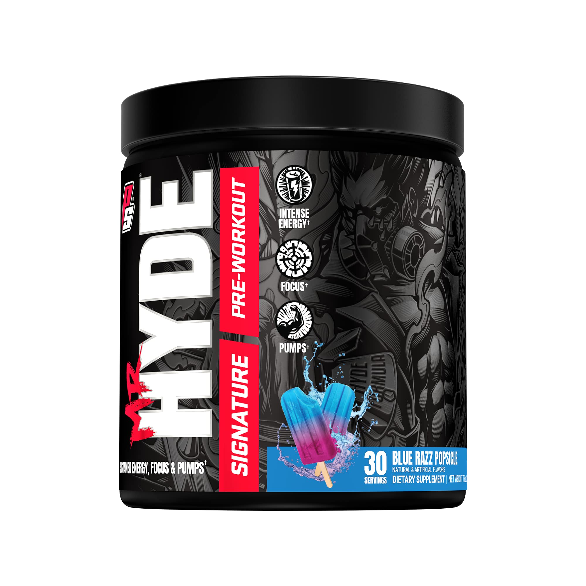 PROSUPPS Mr. Hyde Signature Pre Workout with Creatine, Beta Alanine, TeaCrine and Caffeine for Sustained Energy, Focus and Pumps - Pre-Workout Energy Drink for Men and Women (Blue Razz, 30 Servings) Blue Razz 30.0 Servings (Pack of 1)