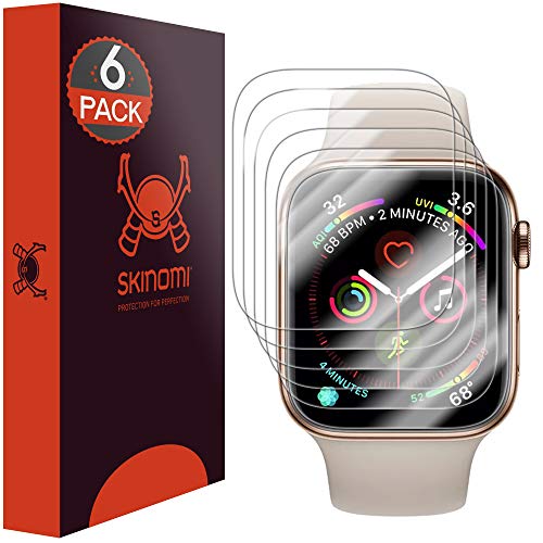 Skinomi TechSkin [6-Pack] (Edge to Edge) Clear Screen Protector for Apple Watch Series 4 (40mm) [Full Coverage] Anti-Bubble HD TPU Film