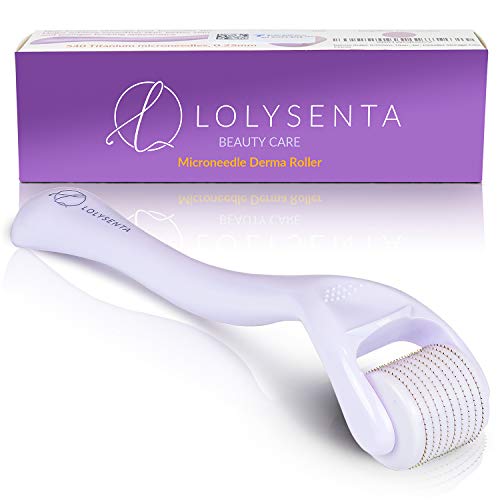 Book Cover Lolysenta Derma Roller 0.25mm, Titanium Microneedle Roller for Face, Microdermabrasion Facial Roller, Microneedling Dermaroller, Includes Storage Case