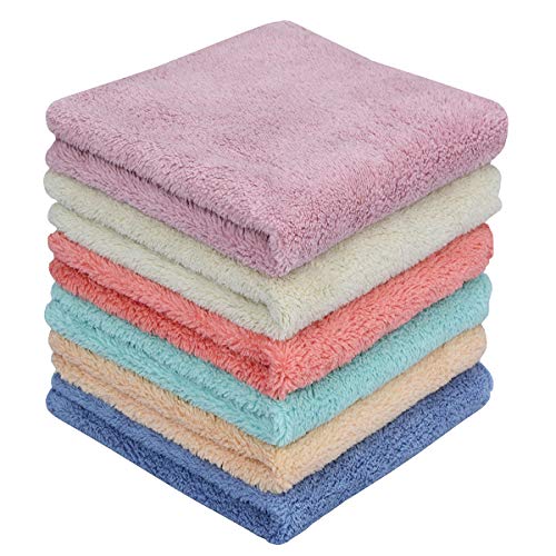 Book Cover Microfiber Cleaning Cloth Dust Rag Dust Cloths Cleaning rag Multi-Functional Washable Reusable Household Cleaning Cloths for House Furniture Table Kitchen Dish Window Glasses (6 Colors)12X12in