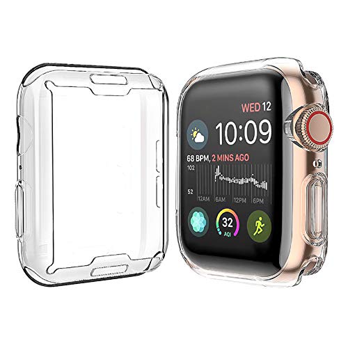 Book Cover [2-Pack] Julk Case for Apple Watch Series 6 / SE/Series 5 / Series 4 Screen Protector 40mm, Overall Protective Case TPU HD Clear Ultra-Thin Cover (2 Transparent)