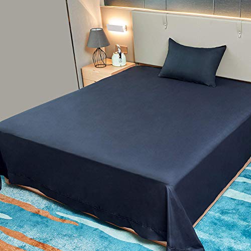 Book Cover Allo King Size Flat Sheet Only, Navy Sheets Brushed Microfiber 1800 Bedding Top Sheet, Ultra Soft Bed Flat Sheets with Stylish 4 in Hem - Wrinkle, Fade, Stain Resistant, Hypoallergenic - 1 Piece