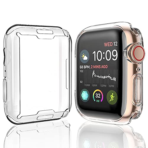 Book Cover [2-Pack] Julk Case for Apple Watch Series 6 / SE/Series 5 / Series 4 Screen Protector 44mm, Overall Protective Case TPU HD Clear Ultra-Thin Cover (2 Transparent)