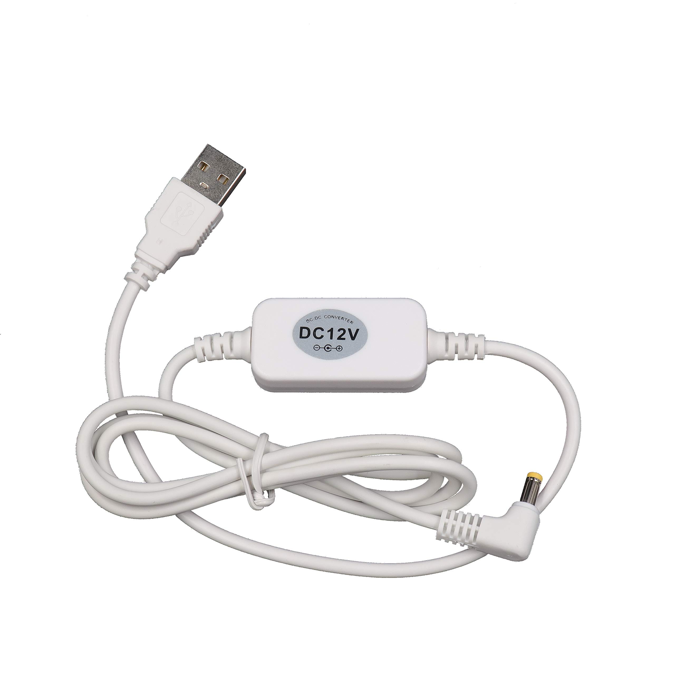 DigitCont USB 5V to DC 12V 4mm x 1.7mm Power Cable, Compatible with Echo Devices, USB Voltage Step Up Converter Cable, Power Supply Adapter Cable, 4 Feets, DC 5V to DC 12V Cable