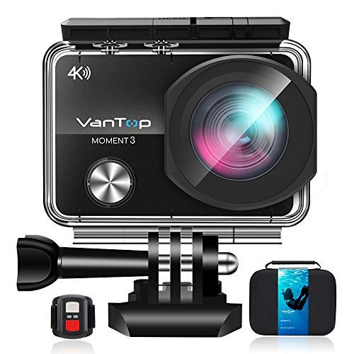 VanTop 4K WiFi Action Camera w/ 32GB TF Card, 16MP Sony Sensor, Gopro Compatible Case,Remote Control, Ultra Wide View Angle, 2 Batteries and 21 Gopro Compatible Accessories Kits