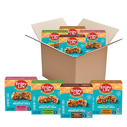 Enjoy Life Foods Soft Baked Ovals, Breakfast Bars, Nut Free Bars, Soy Free, Dairy Free, Non GMO, Gluten Free, Vegan, Variety Pack, 4 Boxes (20 Bars Total)