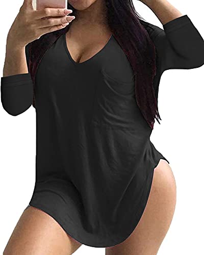 ULTRANICE Womens Casual Scoop Neck Plus Size Tshirt Tops for Women 3/4 Sleeve Tee with Pocket