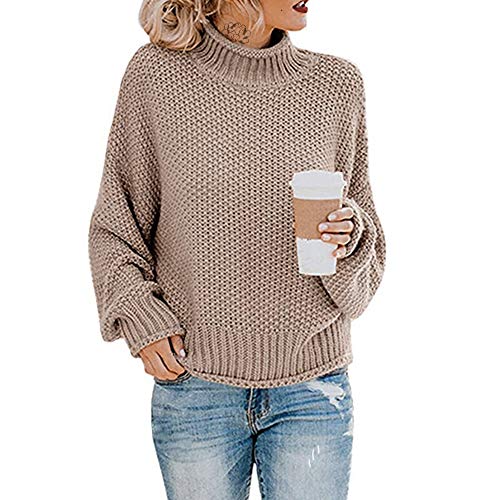EXLURA Women's Casual Long Sleeve Chunky Turtleneck Knit Pullover Sweater