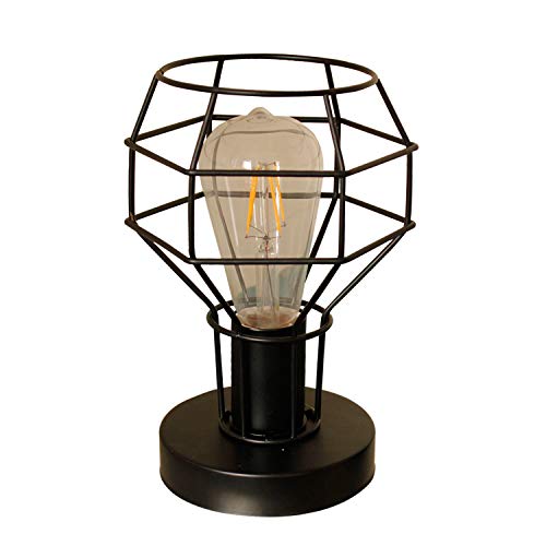 Magland Small Lamp Vintage Industrial Bedside Table Lamp for Bedroom and Farmhouse Decor with E26 Type A19 Led Warm Bulb Included, Black 9"H