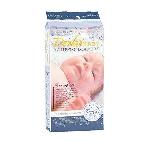 Dewor Baby Premium Bamboo Disposable Diapers, Eco-Friendly Diapers Diaper Size Small (6-16 lbs), 94 Count