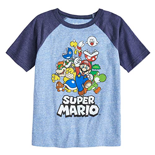 Jumping Beans Boys 4-10 Nintendo Super Mario Bros. Rad Raglan Graphic Tee 4 Royal Navy