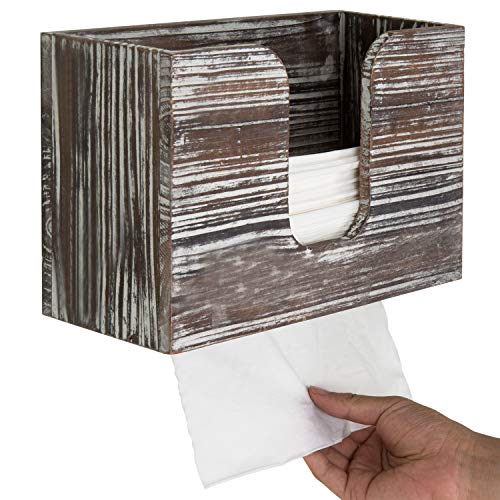 MyGift Wall Mounted Bathroom Paper Hand Towel Holder in Torched Wood Finish, Fits Tri Fold, Multifold, C Fold, Z Fold, Disposable Hand Towel Dispenser Guest Restroom