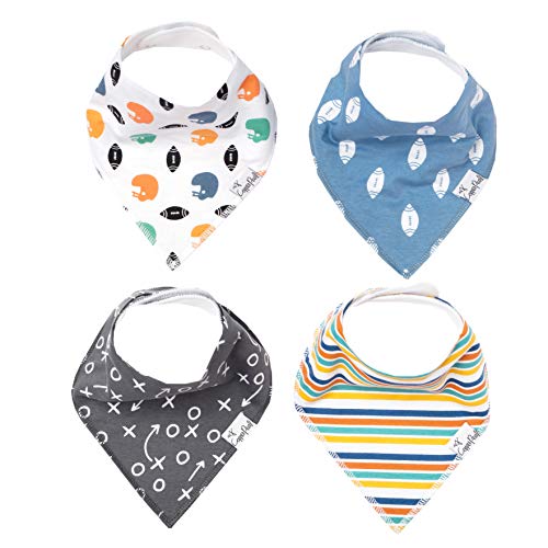 Baby Bandana Drool Bibs for Drooling and Teething 4 Pack Gift Set â€œQuarterbackâ€ by Copper Pearl