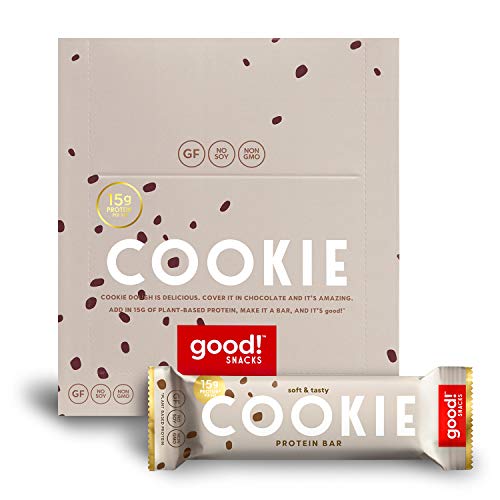 good! Snacks Vegan Cookie Dough Protein Bar | Gluten-Free, Plant Based, Low Sugar, Kosher, Soy Free, Non GMO | 15g Protein (12 Bars)
