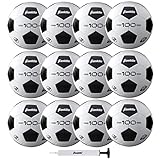 Franklin Sports Size Competition 100 Soccer Balls - 12 Pack Deflated with Pump White, 3