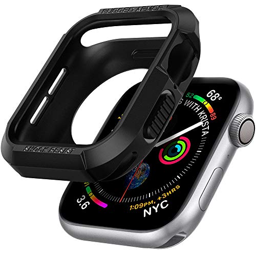 Spigen Rugged Armor Designed for Apple Watch Case Series SE3/9/8/SE2/7/6/SE/5/4 41mm/40mm Durable TPU Cover - Black