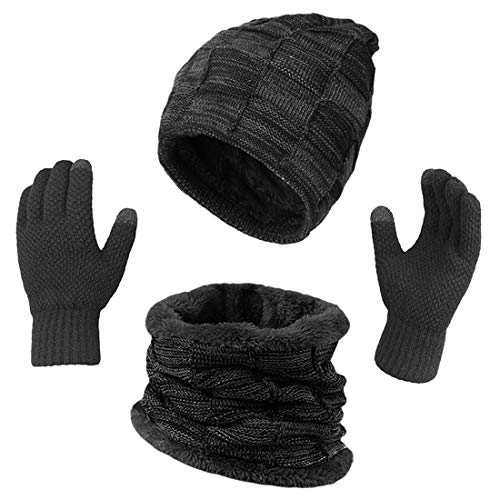 KRATARC Winter Warm Scarf Beanie Hat Glove Neck Gaiter Set Adult Men Women Outdoor