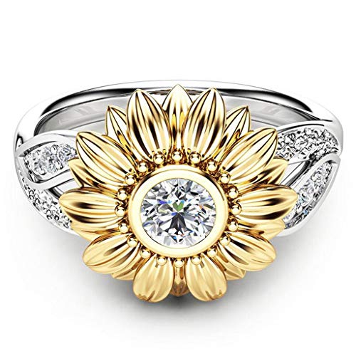 Sinwo Women Exquisite Ring Sea Blue Sapphire Diamond Jewelry Cocktail Party Bridal Engagemen Ring Gift