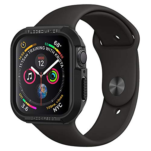 Book Cover Spigen Rugged Armor Works with Apple Watch Case for 44mm Series 4 (2018) - Black
