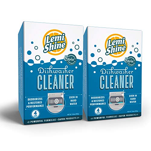 Book Cover Lemi Shine Natural Dishwasher Cleaner - Dishwasher Cleaner and Deodorizer Powered by Citric Extracts and a Natural Fresh Lemon Scent, 4 Count - 2 Pk Bundle (8 Total)