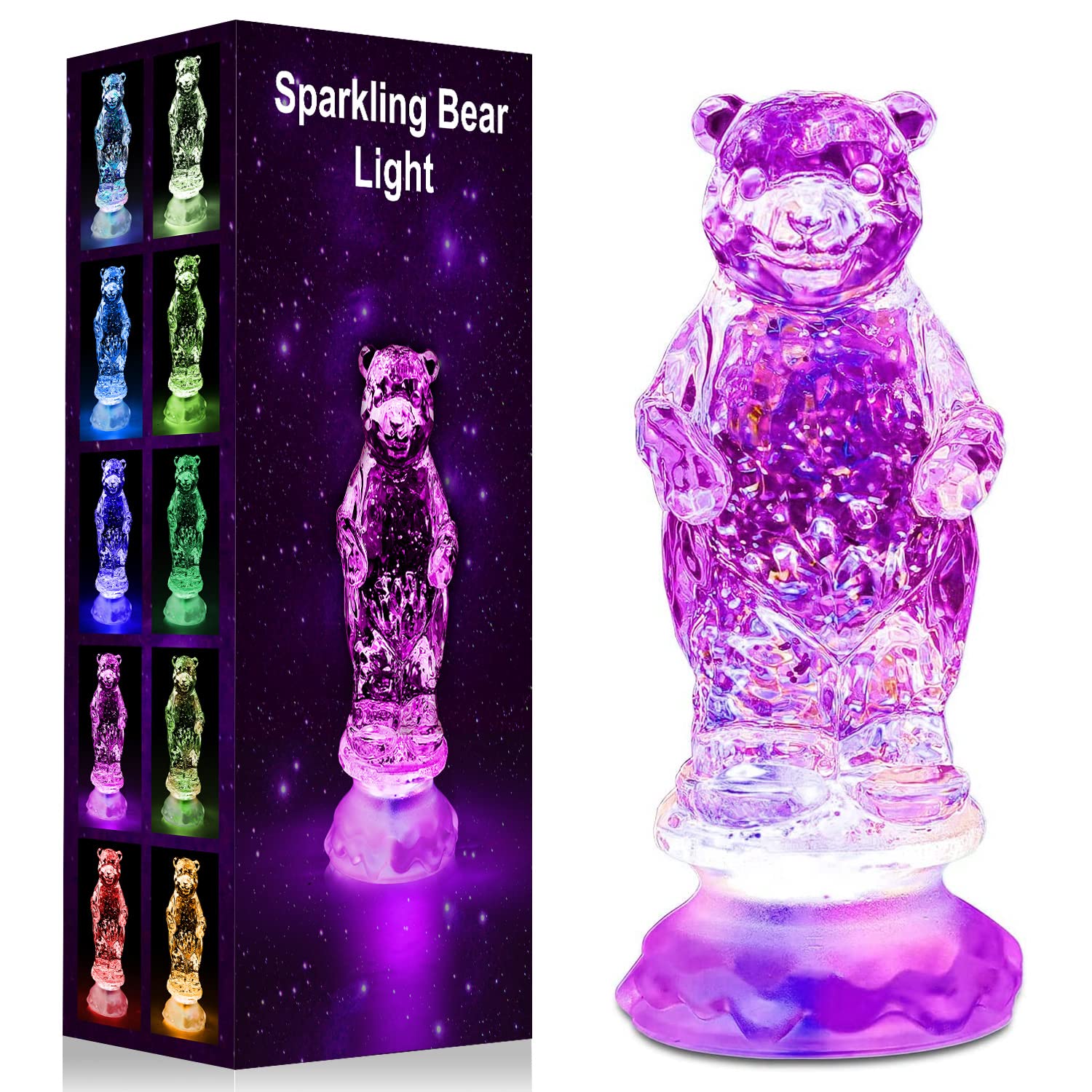 Dream Master Color Changing Night Light with Timer,Christmas Gifts for Kids,Daughter,Girls Gifts Sparkling Bear Light for 3-9 Year Old Girls and Boys,Sequin Rotating Galaxy Light for Room Decor,Bear