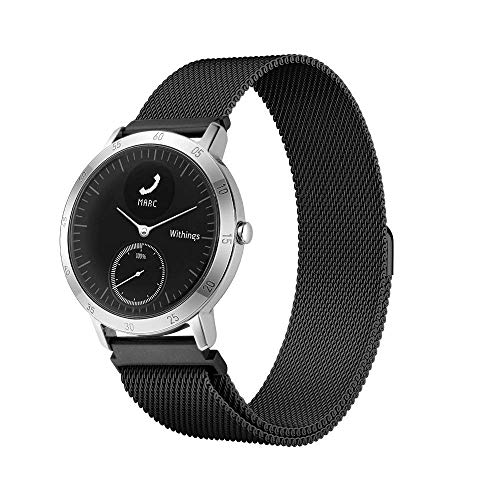 LeafBoat Compatible with Withings| Steel HR Sport Smartwatch (40mm) Steel Band,20mmMetal Mesh Milanese Loop Replacement Band Compatible Withings | Steel HR (Black)