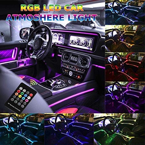 Car LED Strip Light - Music RGB Neon Accent Lights - 5 in 1 with 6 Meters/236.22 inches, Interior Decor Atmosphere Strip Lamp, Sound induction Active Remote Control Rhythm Light