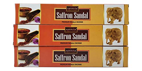 Nandita Saffron Sandal Premium Masala Incense Sticks - Pack of 3 (15 Gram Each)