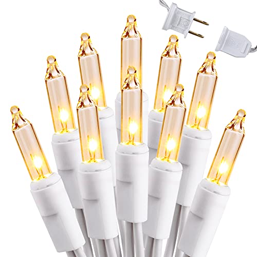 Book Cover Brizled Clear Christmas Lights, 300 Count 69.6ft Incandescent White Lights String, Connectable 120V UL Certified Indoor/Outdoor White Light on White Wire for Room, Birthday, Wedding, Party, Warm White