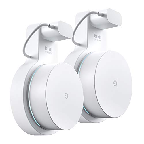 Google WiFi Wall Mount [Old Version: Original Rectangular Plug], Google Mesh Holder Without Messy Wires or Screws by KIWI design (White 2 Pack)