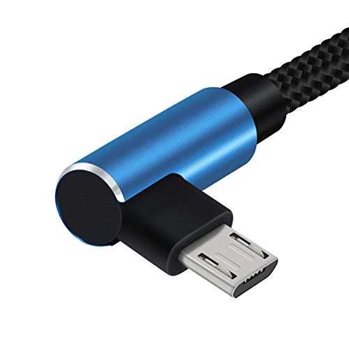 Micro USB Cable,EMK Nylon Braided 90 Degree Right Angle Micro Cord Fast USB Charging Cable Compatible for External Battery Charger, Samsung, HTC, LG, Android and More (1Feet)